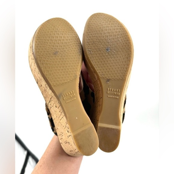 Stuart Weitzman Clasp Platform Wedge Sandals Womens 7.5 Calf Hair Y2K Retro - Picture 8 of 11